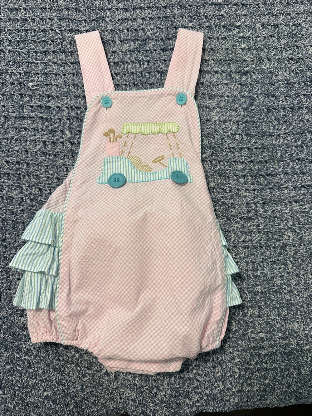 Shrimp &  Grits Kids Golf Cart Baby Romper
